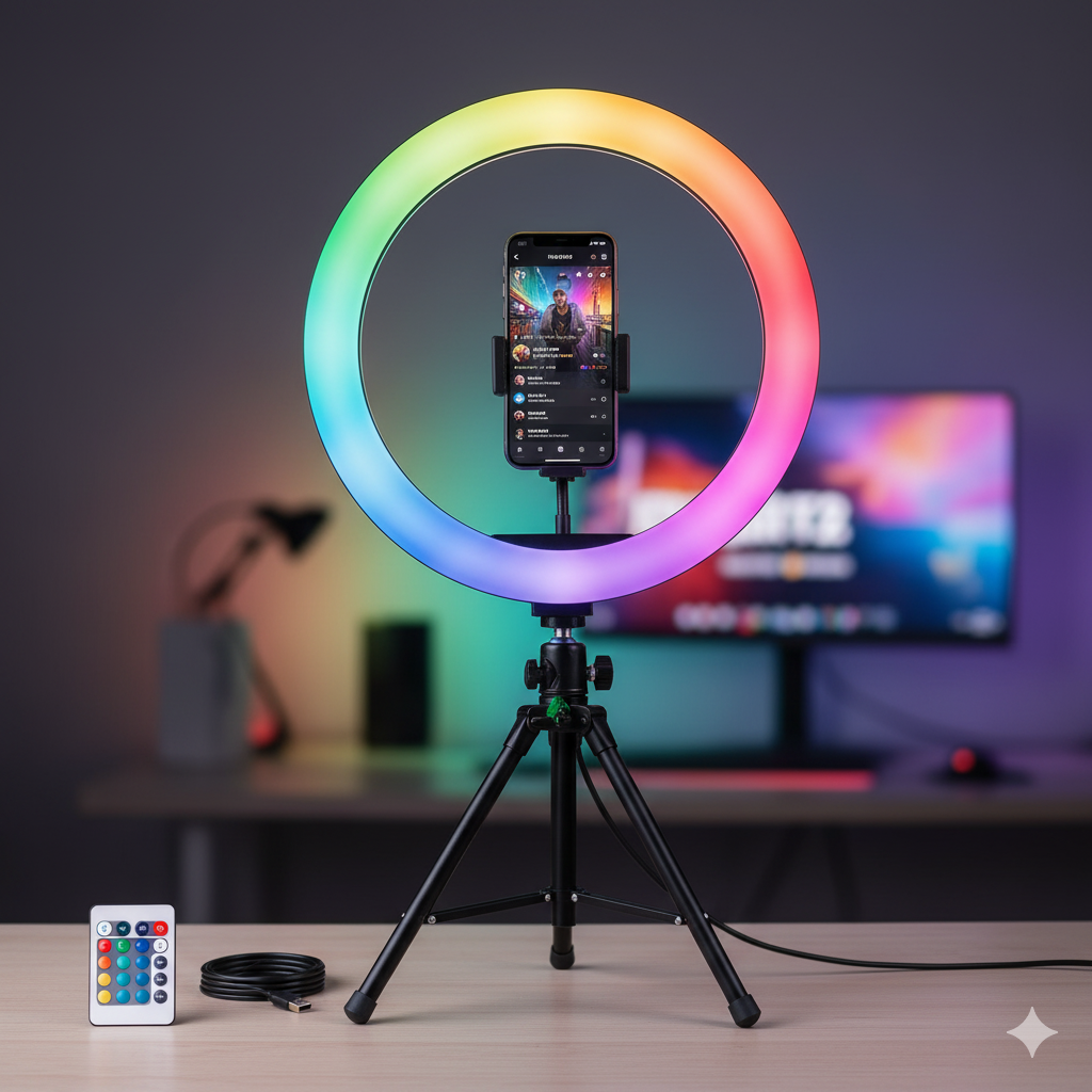 Ring Light LED 26 cm Professionnel avec Mini Trépied