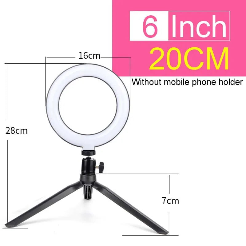 Ring Light LED Professionnel 8 pouces avec Trépied Ajustable 160 CM - Double