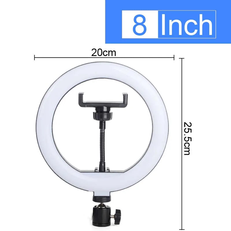 Ring Light LED Professionnel 8 pouces avec Trépied Ajustable 160 CM - Double