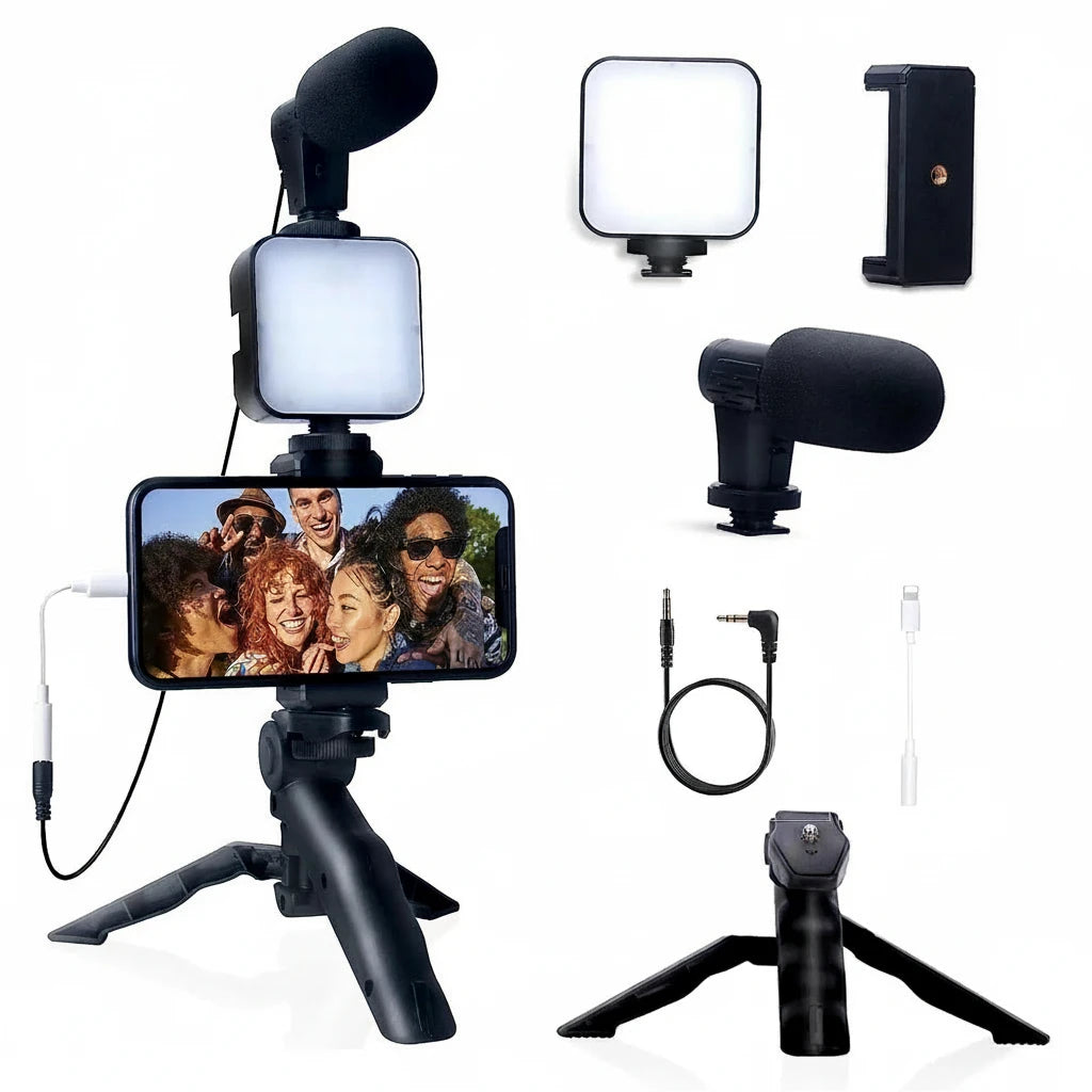 Kit Vlogging Smartphone 4-en-1 (Micro & LED)