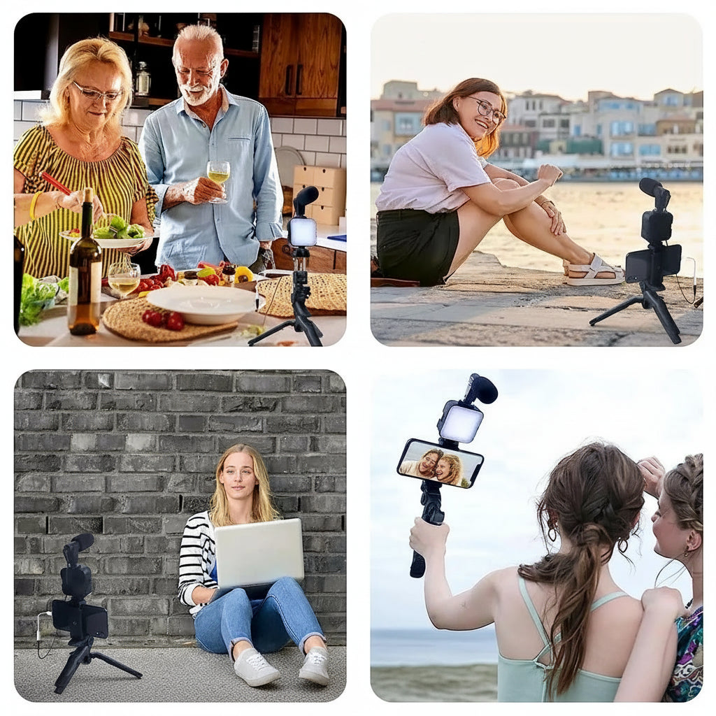 Kit Vlogging Smartphone 4-en-1 (Micro & LED)