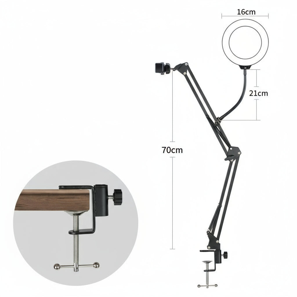 Support Téléphone "Overhead" avec Ring Light
