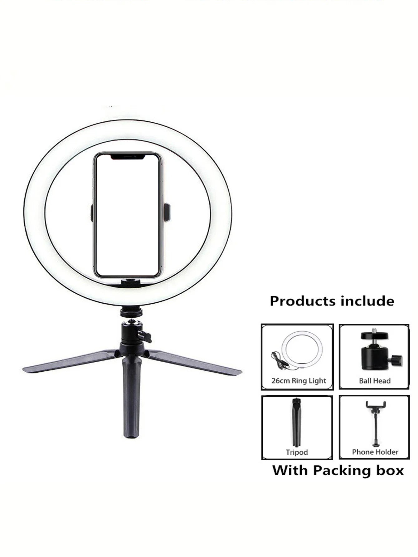 Ring Light LED 26 cm Professionnel avec Mini Trépied