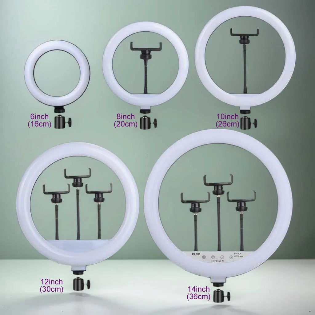 Ring Light LED Professionnel 8 pouces avec Trépied Ajustable 160 CM - Double