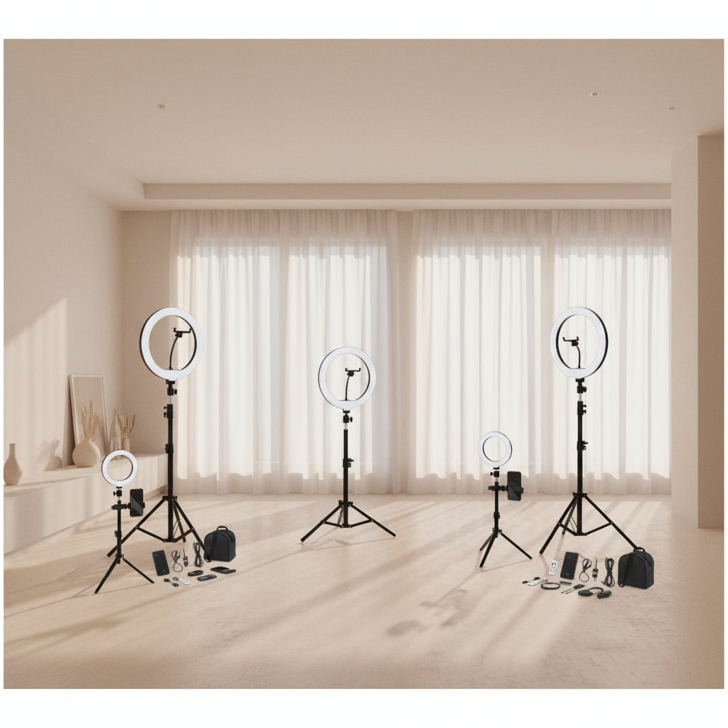 Ring Light LED Professionnel 8 pouces avec Trépied Ajustable 160 CM - Double