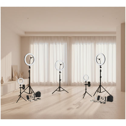 Ring Light LED Professionnel 8 pouces avec Trépied Ajustable 160 CM - Double